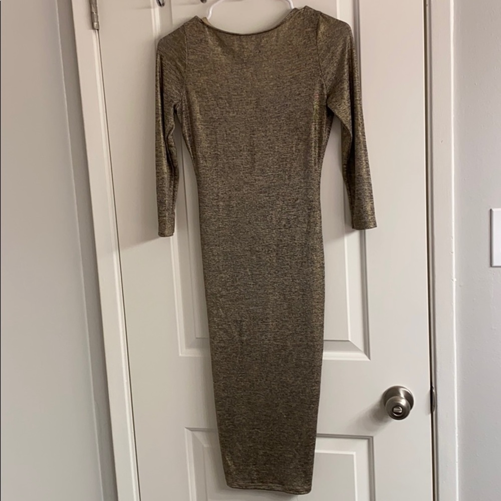 Open back gold midi dress